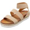 DREAM PAIRS Women’s Open Toe Ankle Strap Espadrille Flatform Platform Wedge Sandals(Nude)