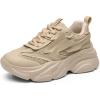 DREAM PAIRS Women’s Platform Chunky Fashion Sneakers Jaxon Walking Lace-Up Comfortable Dad Sneakers Workout Sport Work Casual Tennis Shoes(Apricot)
