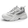 DREAM PAIRS Women’s Platform Chunky Fashion Sneakers Jaxon Walking Lace-Up Comfortable Dad Sneakers Workout Sport Work Casual Tennis Shoes(White/Silver)
