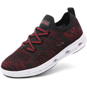 DREAM PAIRS Boys Girls Sneakers Kids Slip on Summer Quick Dry Lightweight Aqua Water Shoes(Black/Red)