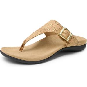 DREAM PAIRS Orthotic Thong Sandals for Women, Arch Support Flip Flops, Comfortable Lightweight Slip On Sandals for Walking, Casual Summer Everyday Wear(Gold-cork)