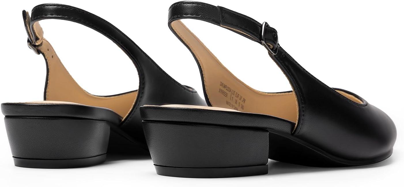 imageDREAM PAIRS Kitten Slingback Low Block Heels for Women Pointed Closed Toe Business Dress Shoes Wedding Party Comfortable Pumps ShoesBlack