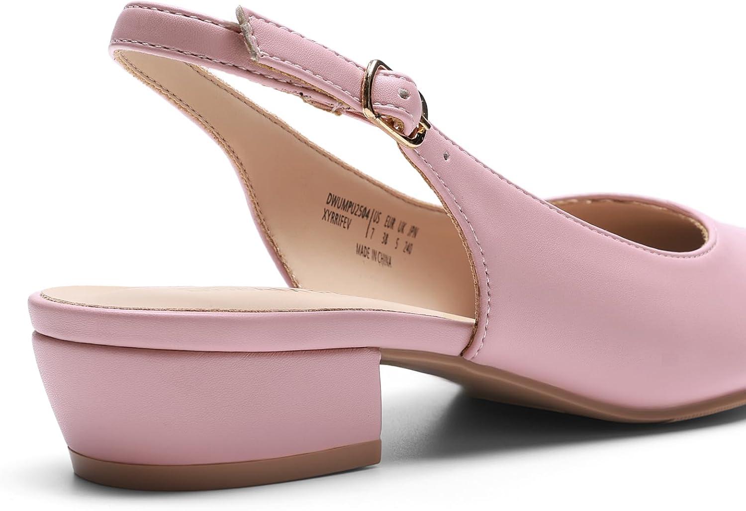 imageDREAM PAIRS Kitten Slingback Low Block Heels for Women Pointed Closed Toe Business Dress Shoes Wedding Party Comfortable Pumps ShoesLight Pink