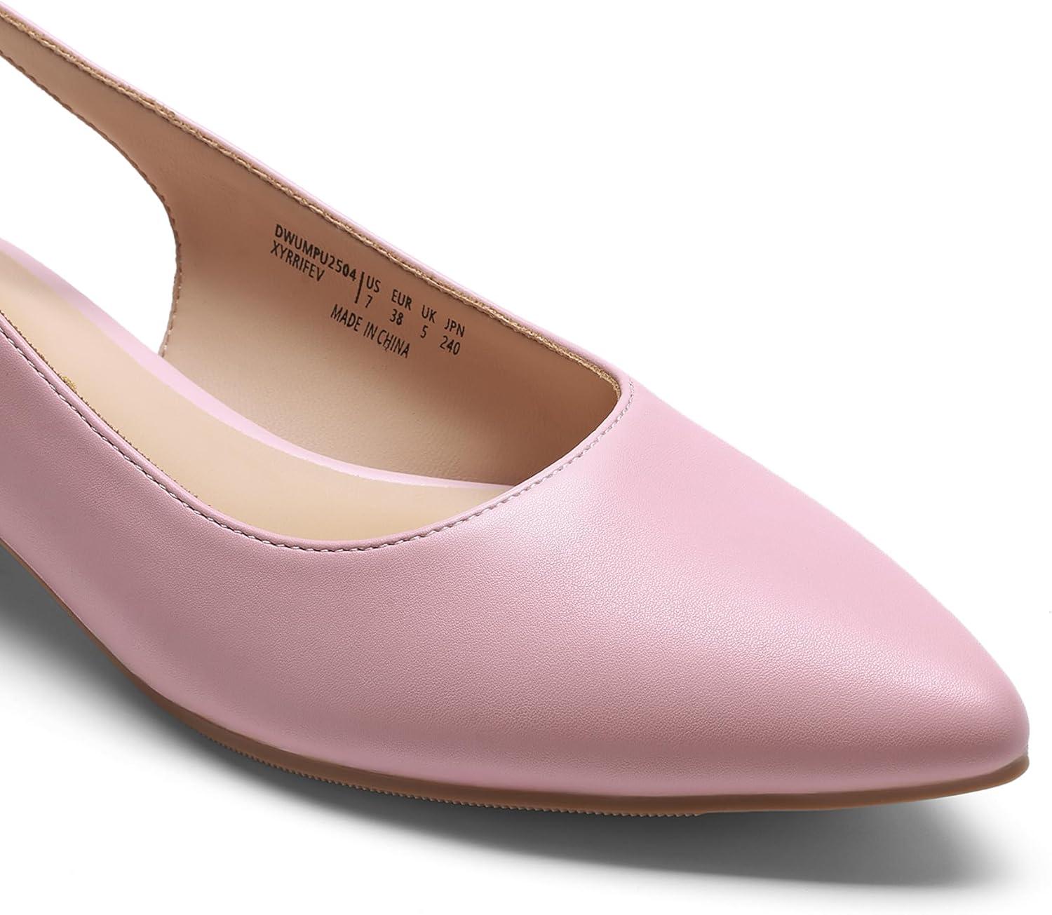 imageDREAM PAIRS Kitten Slingback Low Block Heels for Women Pointed Closed Toe Business Dress Shoes Wedding Party Comfortable Pumps ShoesLight Pink