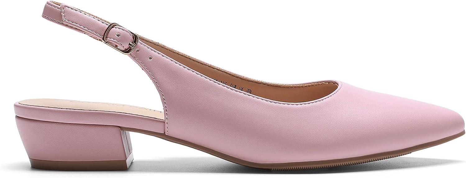 imageDREAM PAIRS Kitten Slingback Low Block Heels for Women Pointed Closed Toe Business Dress Shoes Wedding Party Comfortable Pumps ShoesLight Pink