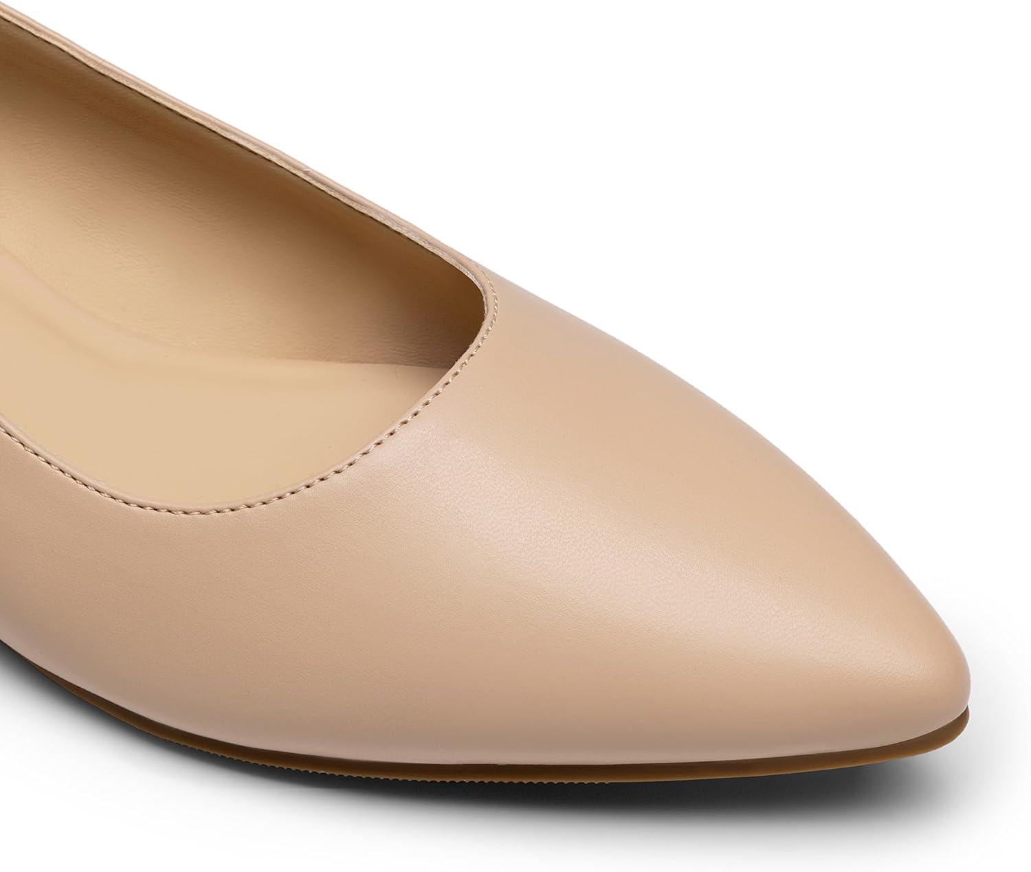 imageDREAM PAIRS Kitten Slingback Low Block Heels for Women Pointed Closed Toe Business Dress Shoes Wedding Party Comfortable Pumps ShoesNude