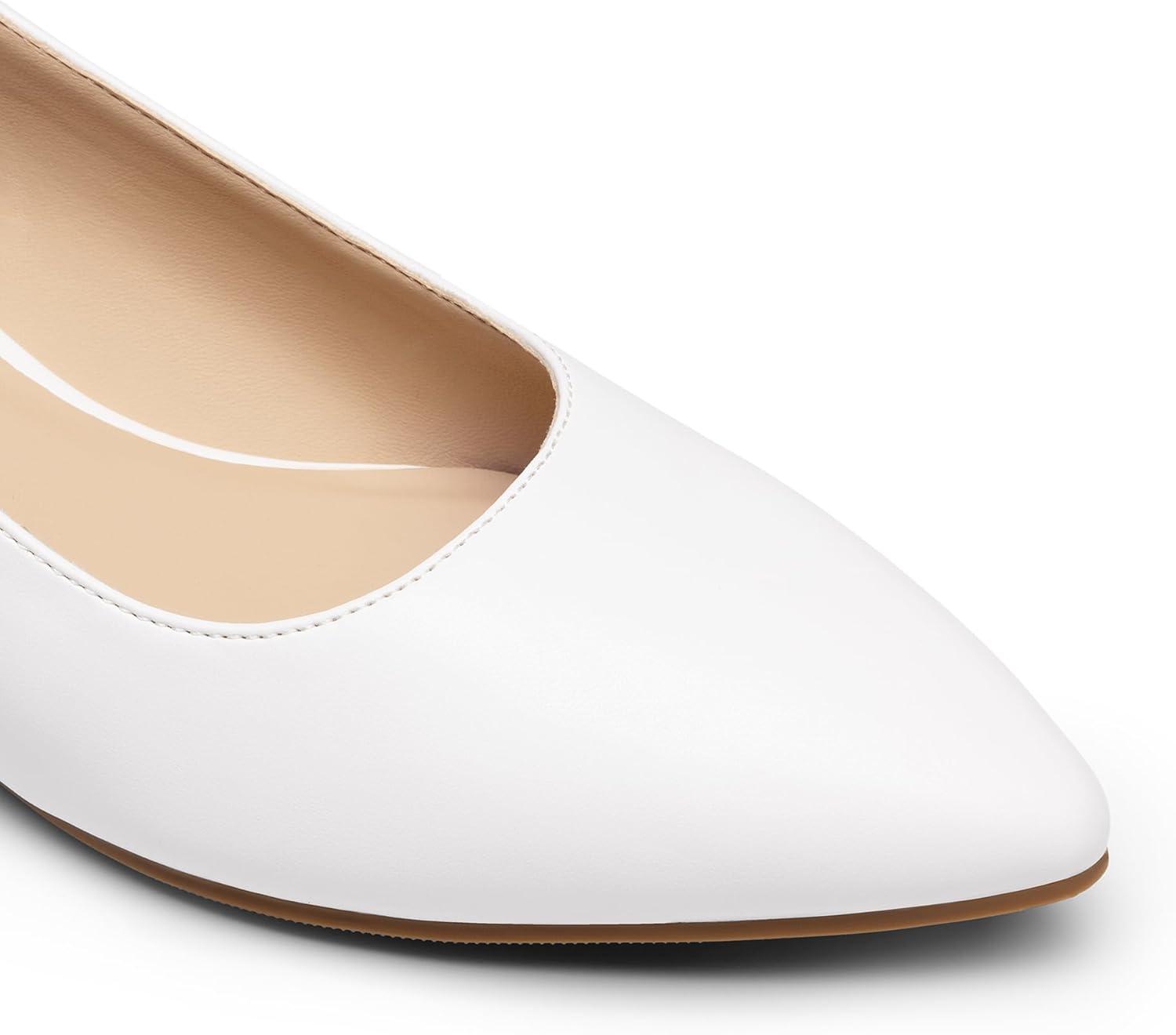 imageDREAM PAIRS Kitten Slingback Low Block Heels for Women Pointed Closed Toe Business Dress Shoes Wedding Party Comfortable Pumps ShoesWhite