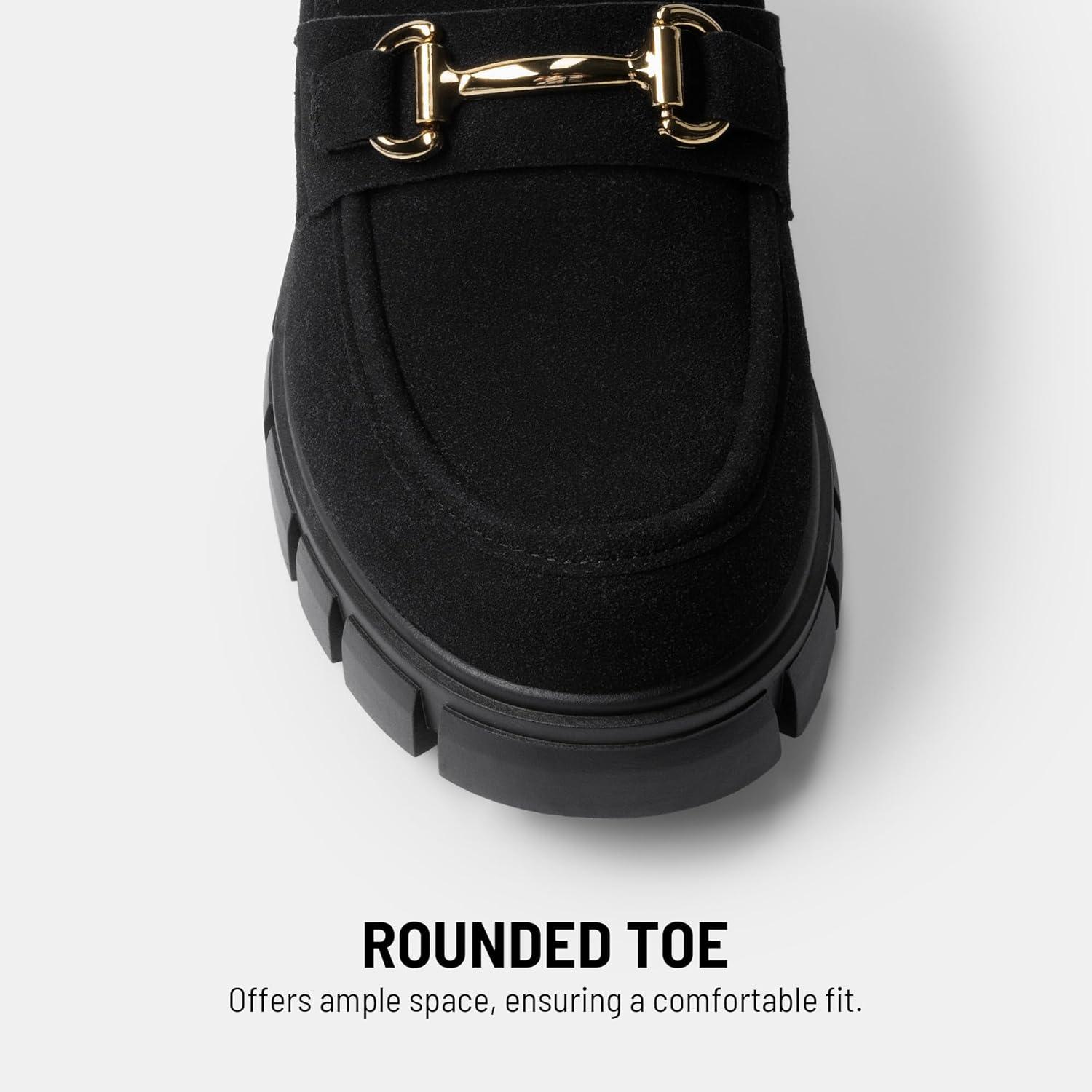 imageDREAM PAIRS Loafers for Women Platform Chunky Loafers Slip On Casual ShoesAll Black