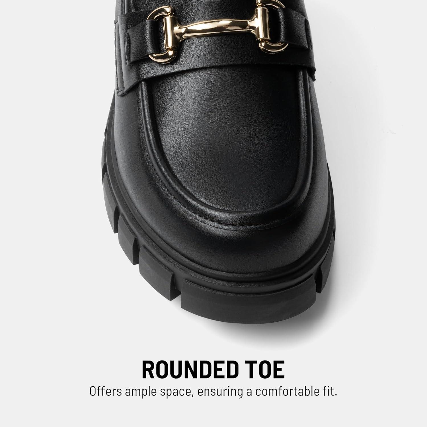 imageDREAM PAIRS Loafers for Women Platform Chunky Loafers Slip On Casual ShoesBlack