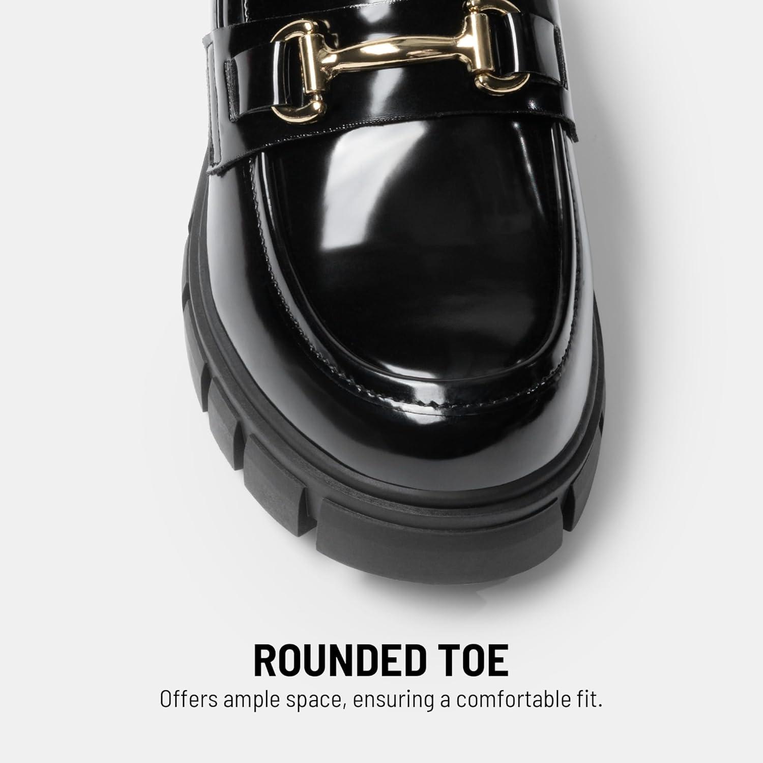 imageDREAM PAIRS Loafers for Women Platform Chunky Loafers Slip On Casual ShoesBlackpat