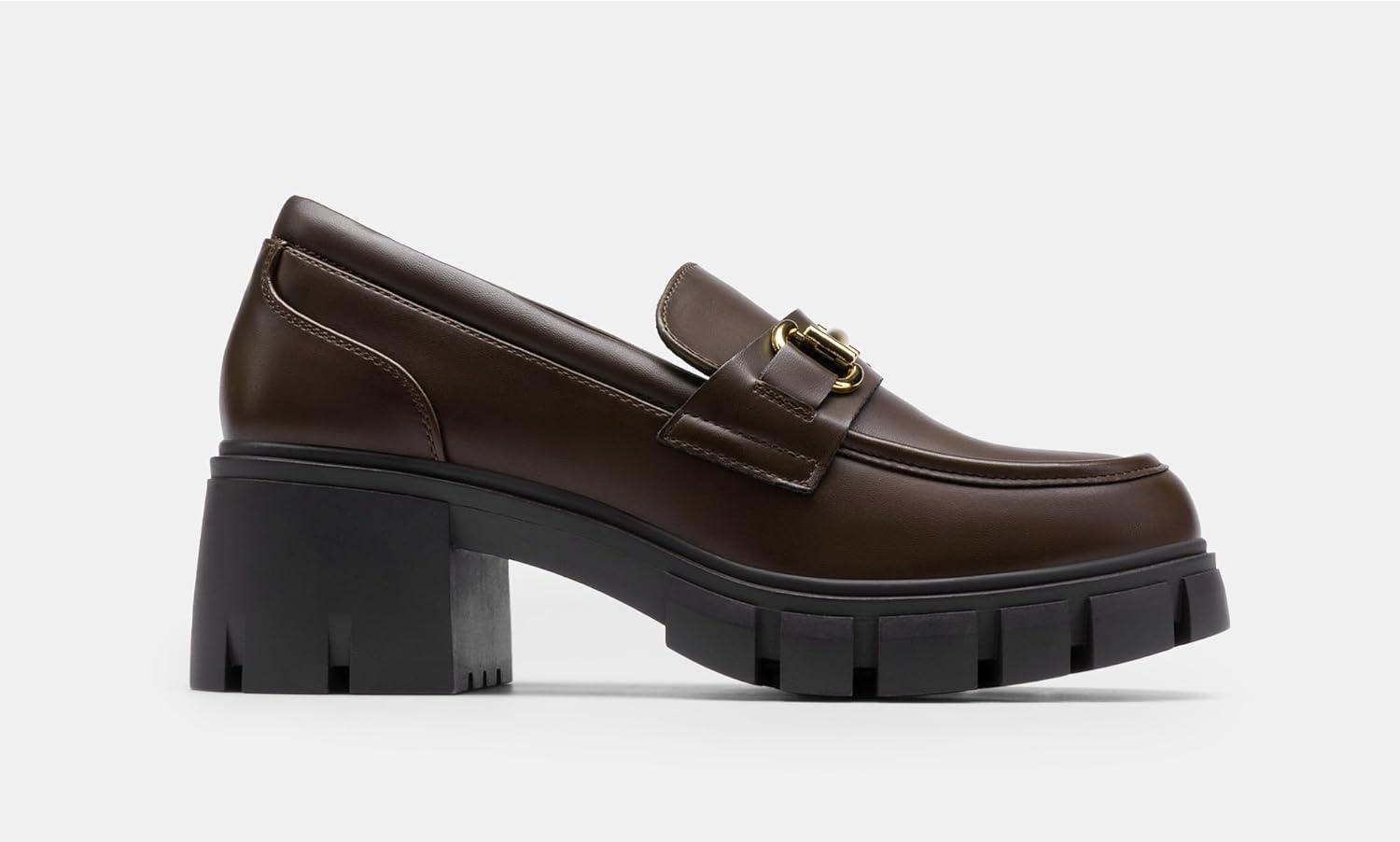 imageDREAM PAIRS Loafers for Women Platform Chunky Loafers Slip On Casual ShoesBrown