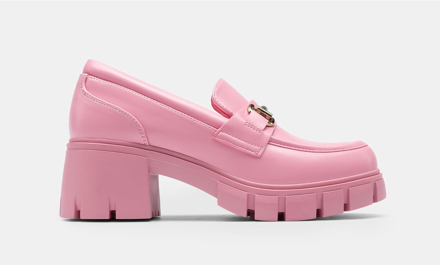 imageDREAM PAIRS Loafers for Women Platform Chunky Loafers Slip On Casual ShoesPinkpu