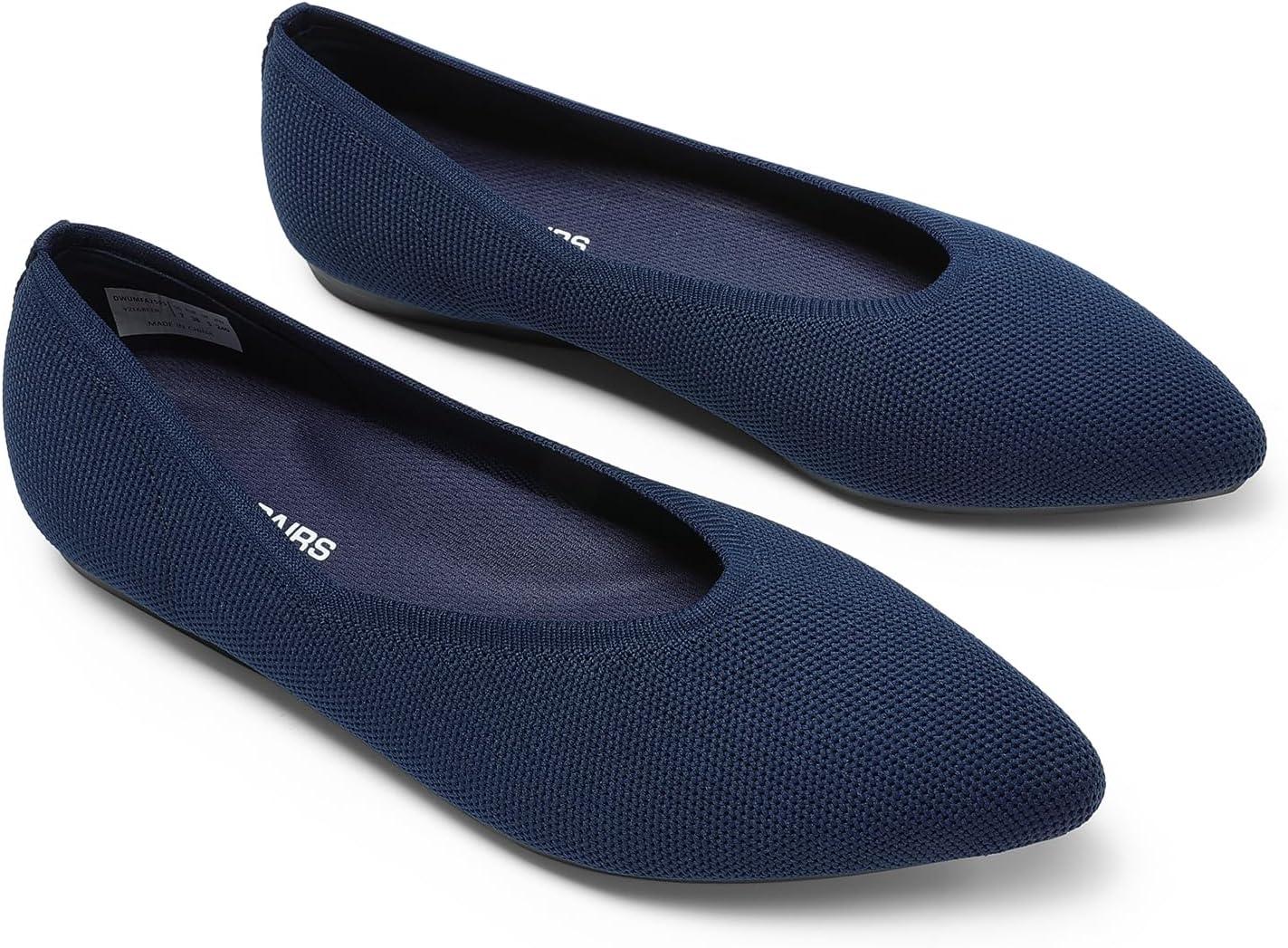 imageDREAM PAIRS Pointed Toe Flats for Women Comfortable Dressy Knit Ballet Flats with Arch Support Womens Dress Shoes for Work Office Business Casual TravelNavy