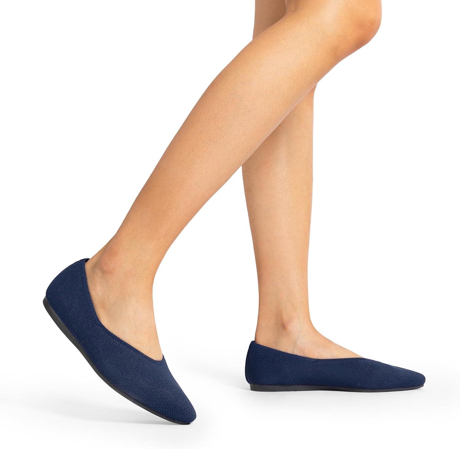 imageDREAM PAIRS Pointed Toe Flats for Women Comfortable Dressy Knit Ballet Flats with Arch Support Womens Dress Shoes for Work Office Business Casual TravelNavy