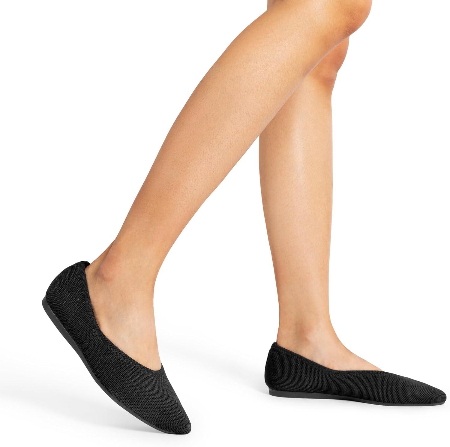 imageDREAM PAIRS Pointed Toe Flats for Women Comfortable Dressy Knit Ballet Flats with Arch Support Womens Dress Shoes for Work Office Business Casual TravelBlack