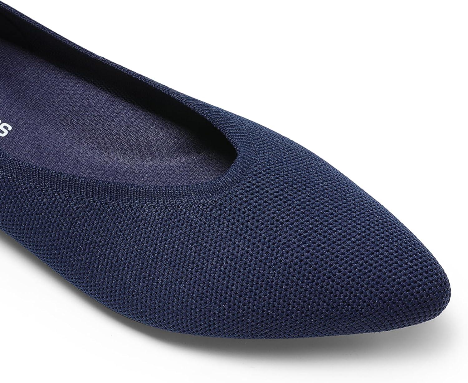 imageDREAM PAIRS Pointed Toe Flats for Women Comfortable Dressy Knit Ballet Flats with Arch Support Womens Dress Shoes for Work Office Business Casual TravelNavy
