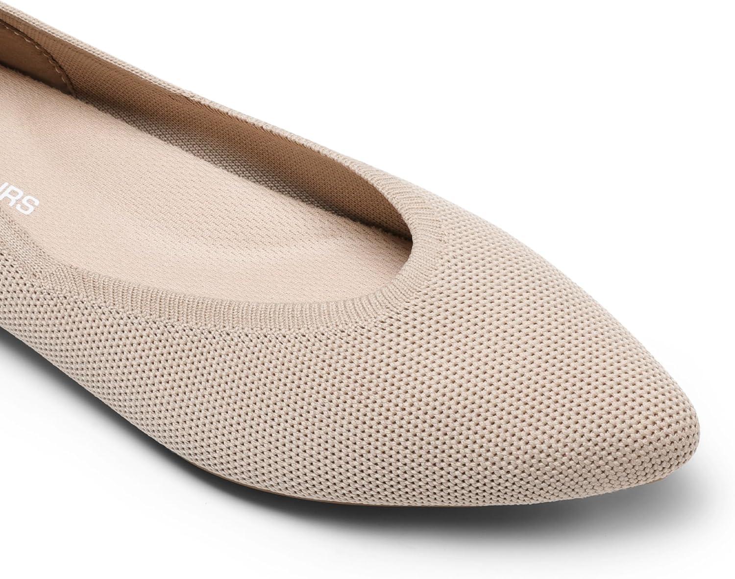 imageDREAM PAIRS Pointed Toe Flats for Women Comfortable Dressy Knit Ballet Flats with Arch Support Womens Dress Shoes for Work Office Business Casual TravelNude