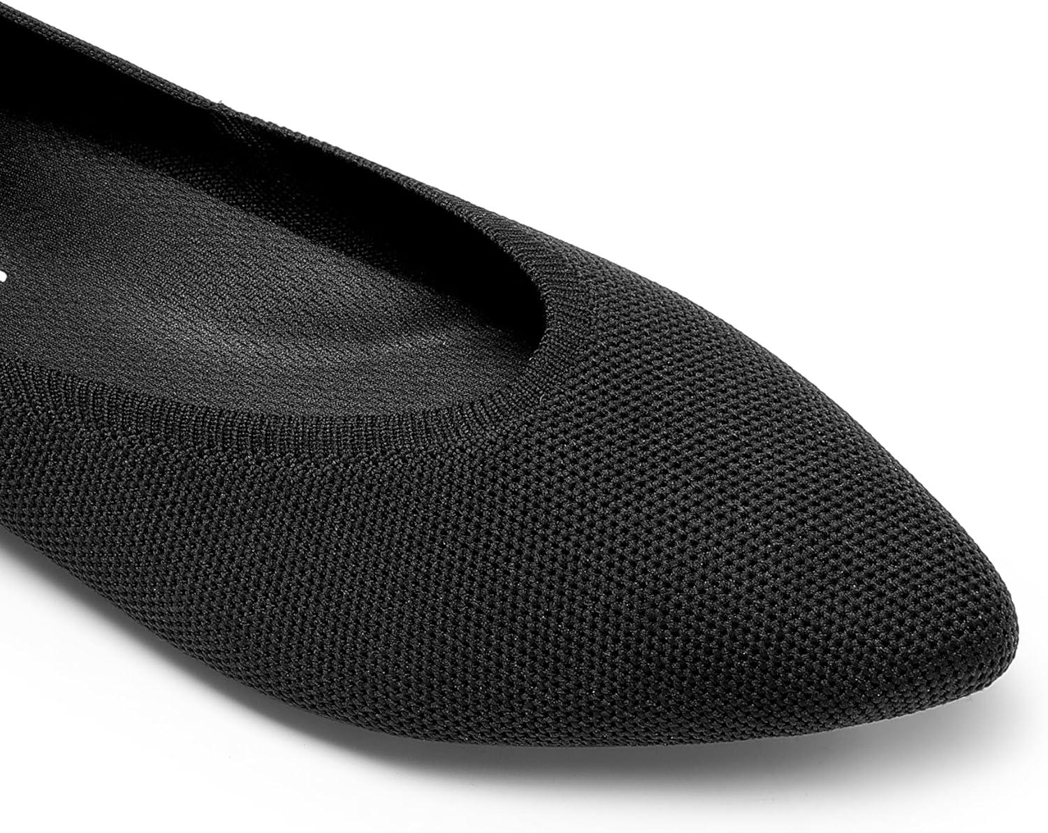 imageDREAM PAIRS Pointed Toe Flats for Women Comfortable Dressy Knit Ballet Flats with Arch Support Womens Dress Shoes for Work Office Business Casual TravelBlack