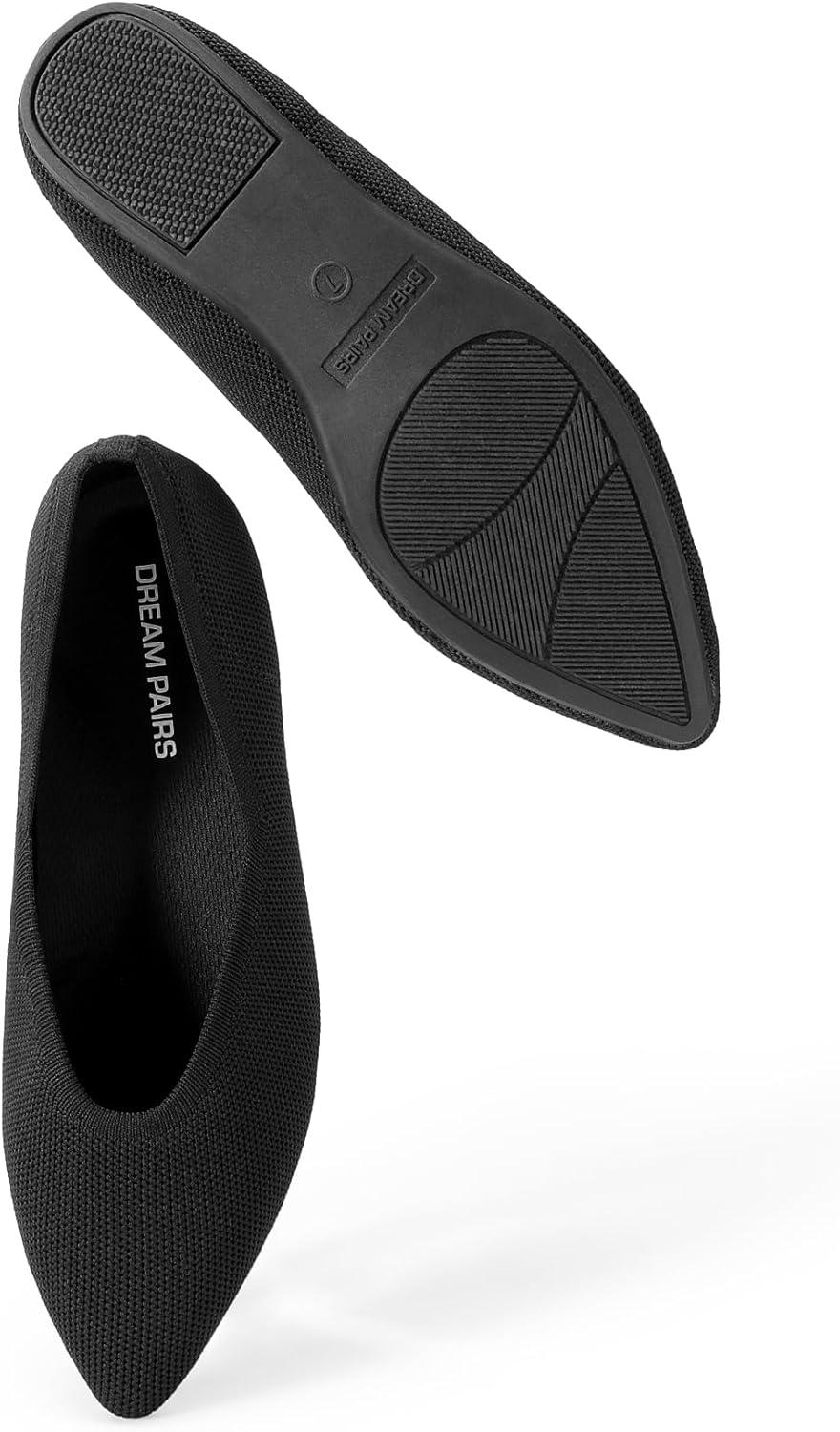 imageDREAM PAIRS Pointed Toe Flats for Women Comfortable Dressy Knit Ballet Flats with Arch Support Womens Dress Shoes for Work Office Business Casual TravelBlack