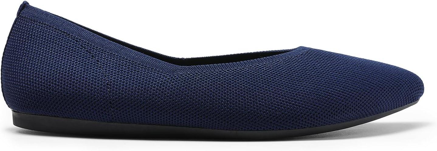 imageDREAM PAIRS Pointed Toe Flats for Women Comfortable Dressy Knit Ballet Flats with Arch Support Womens Dress Shoes for Work Office Business Casual TravelNavy