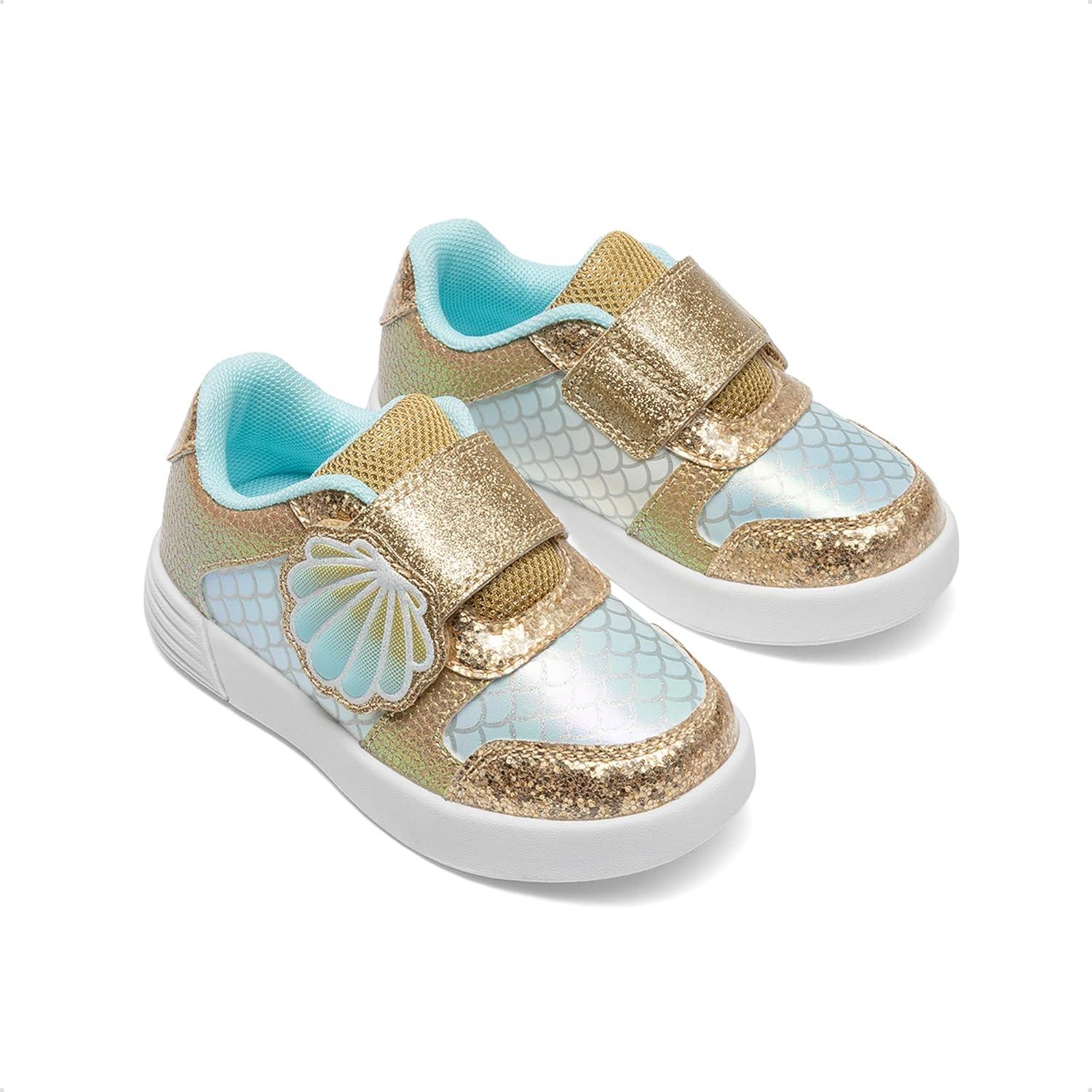 imageDREAM PAIRS Toddler Girls Sneakers Sparkly Shiny Lightweight Comfortable Hook and Loop Casual Walking Little Kids ShoesGoldGreen