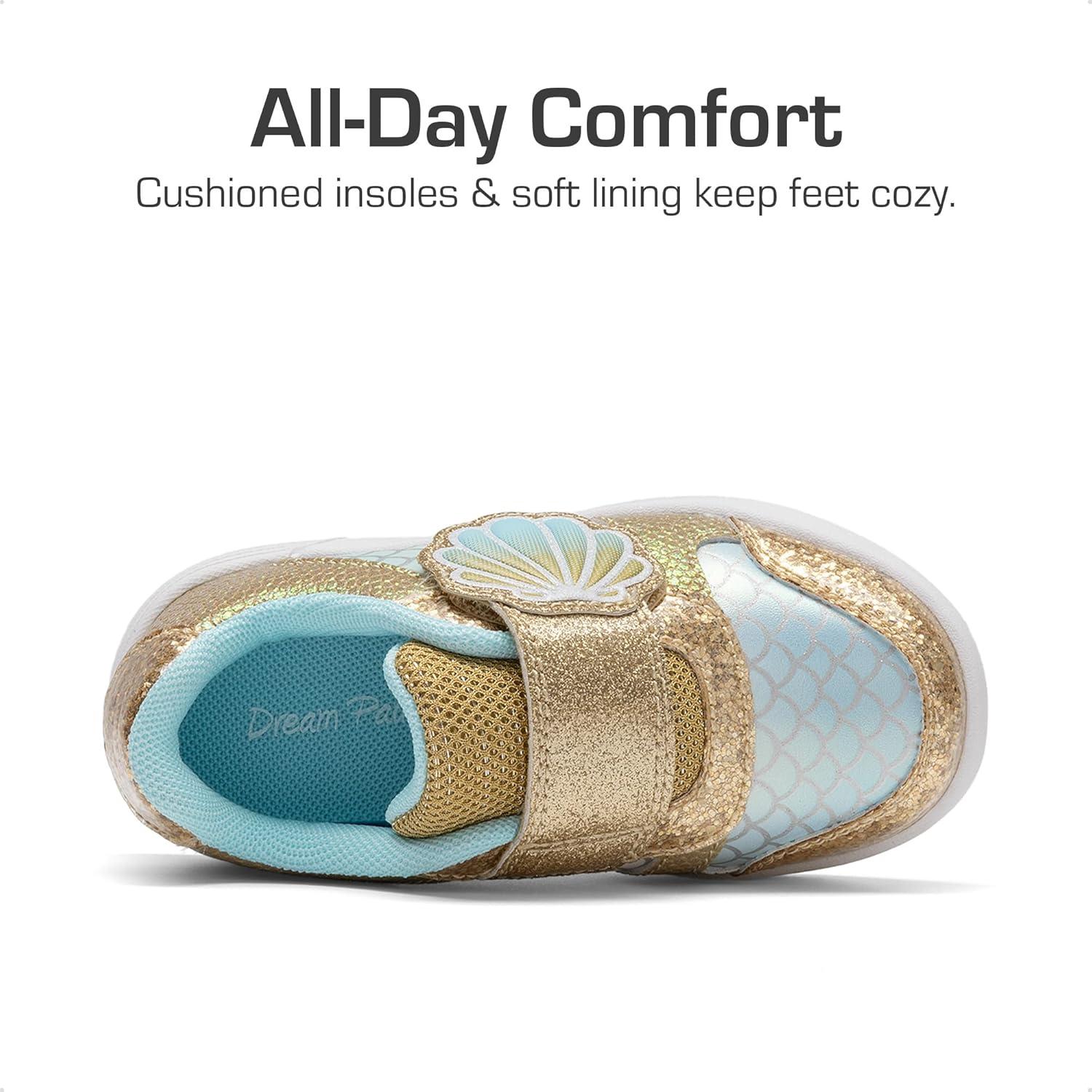 imageDREAM PAIRS Toddler Girls Sneakers Sparkly Shiny Lightweight Comfortable Hook and Loop Casual Walking Little Kids ShoesGoldGreen