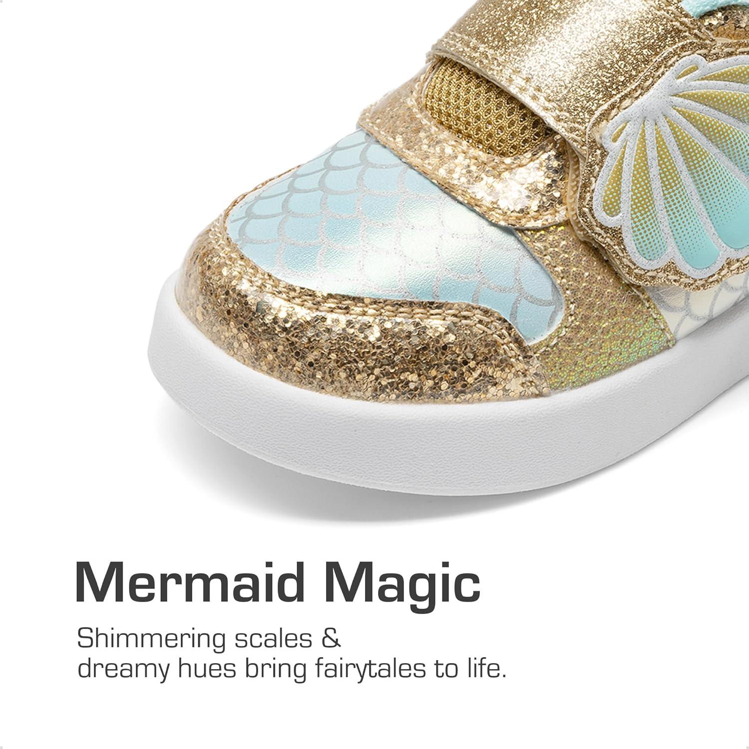 imageDREAM PAIRS Toddler Girls Sneakers Sparkly Shiny Lightweight Comfortable Hook and Loop Casual Walking Little Kids ShoesGoldGreen