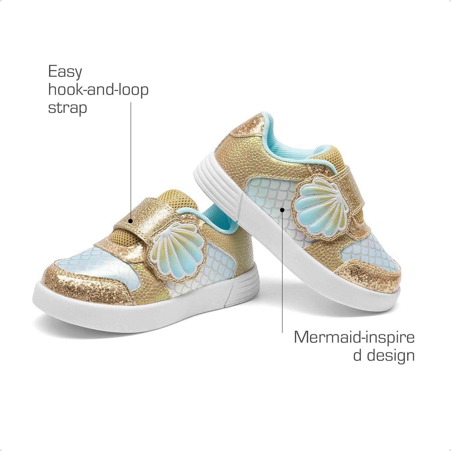 imageDREAM PAIRS Toddler Girls Sneakers Sparkly Shiny Lightweight Comfortable Hook and Loop Casual Walking Little Kids ShoesGoldGreen