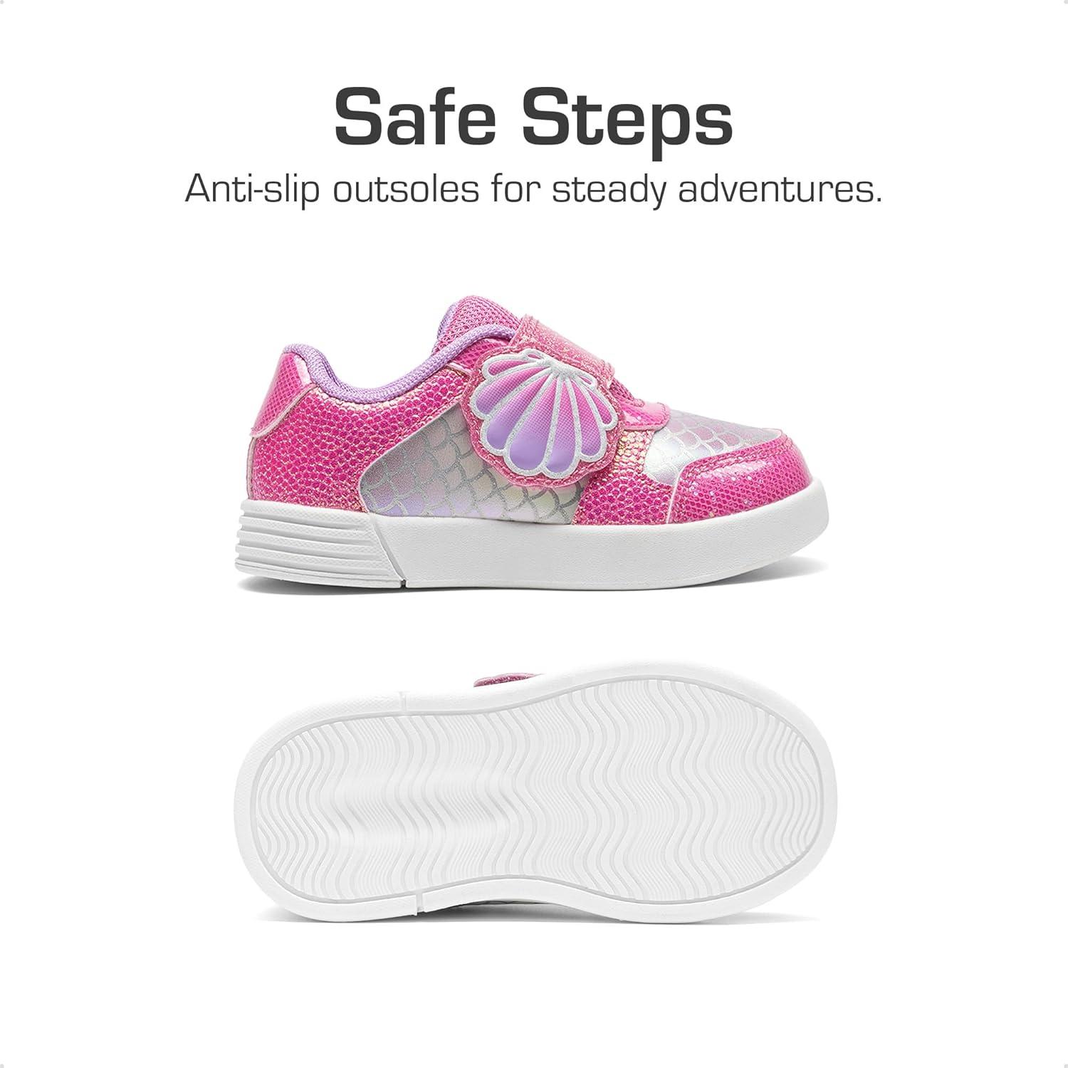 imageDREAM PAIRS Toddler Girls Sneakers Sparkly Shiny Lightweight Comfortable Hook and Loop Casual Walking Little Kids ShoesPurpleHot Pink