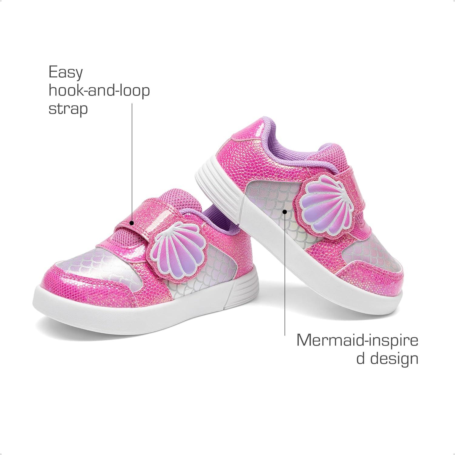 imageDREAM PAIRS Toddler Girls Sneakers Sparkly Shiny Lightweight Comfortable Hook and Loop Casual Walking Little Kids ShoesPurpleHot Pink