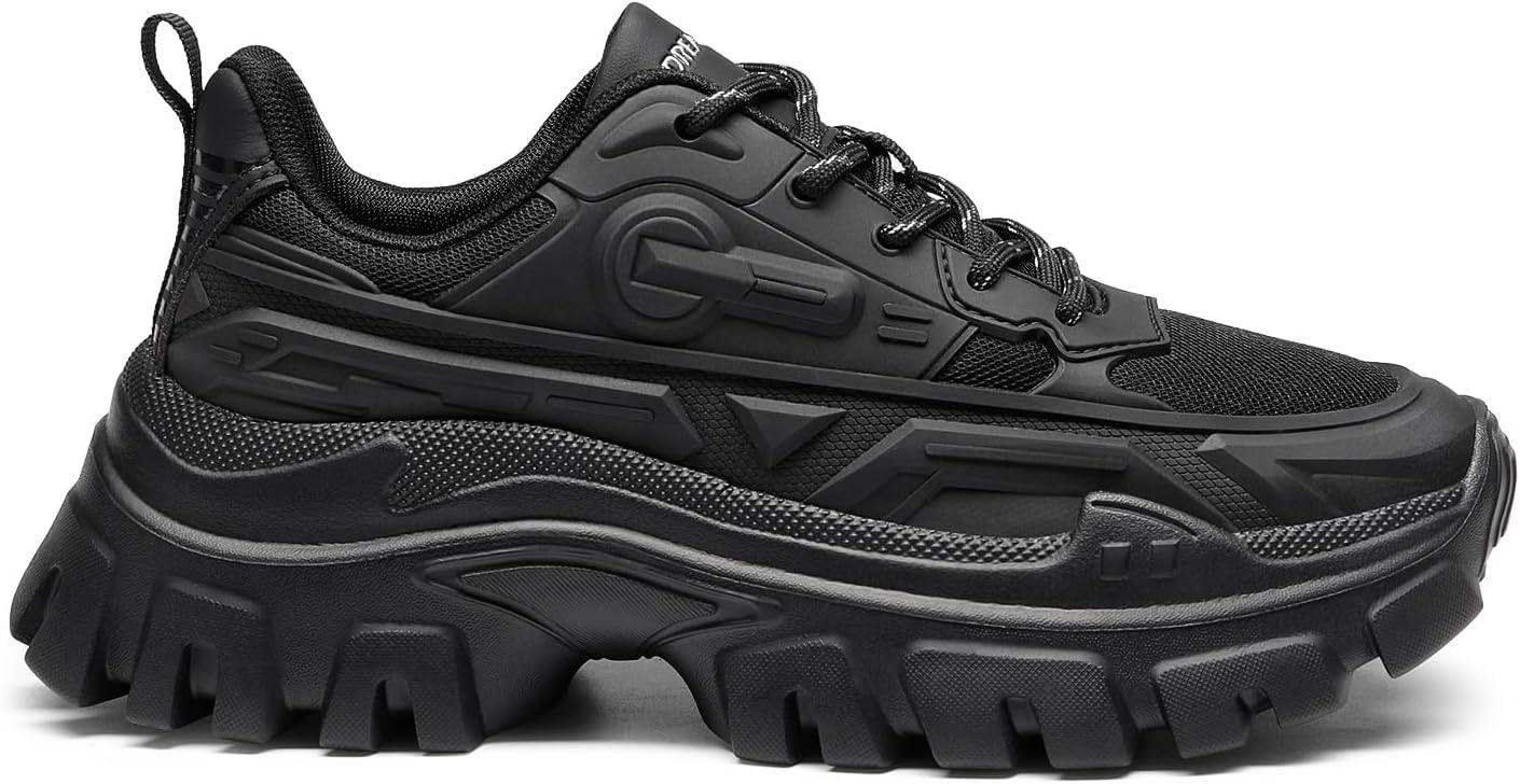 imageDREAM PAIRS Women Chunky Fashion Sneakers Platform Bold LaceUp Comfortable SneakersBlackbold