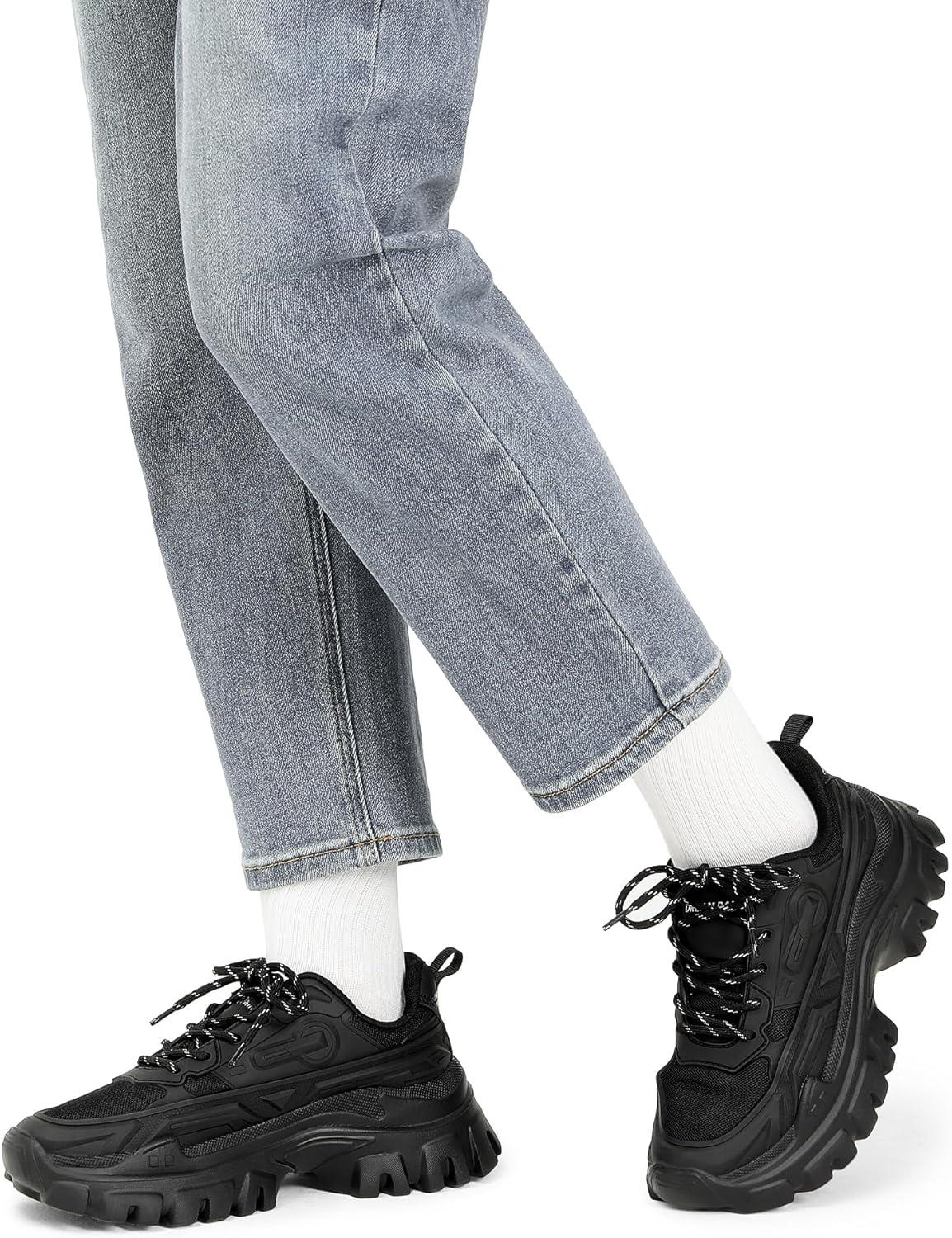 imageDREAM PAIRS Women Chunky Fashion Sneakers Platform Bold LaceUp Comfortable SneakersBlackbold