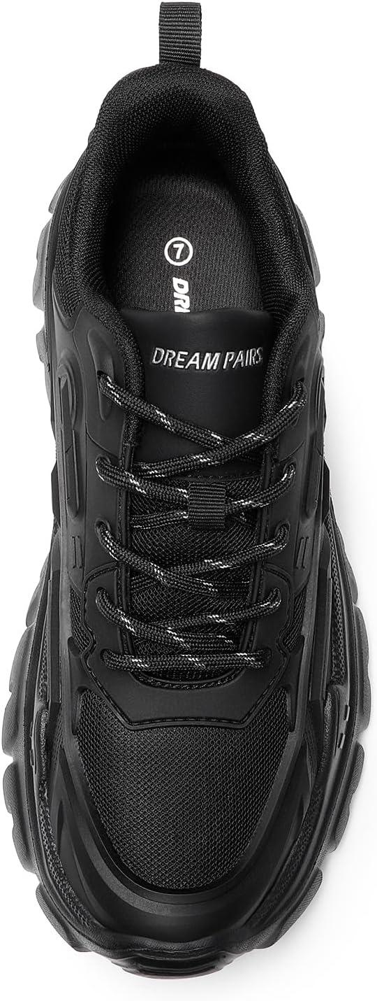 imageDREAM PAIRS Women Chunky Fashion Sneakers Platform Bold LaceUp Comfortable SneakersBlackbold