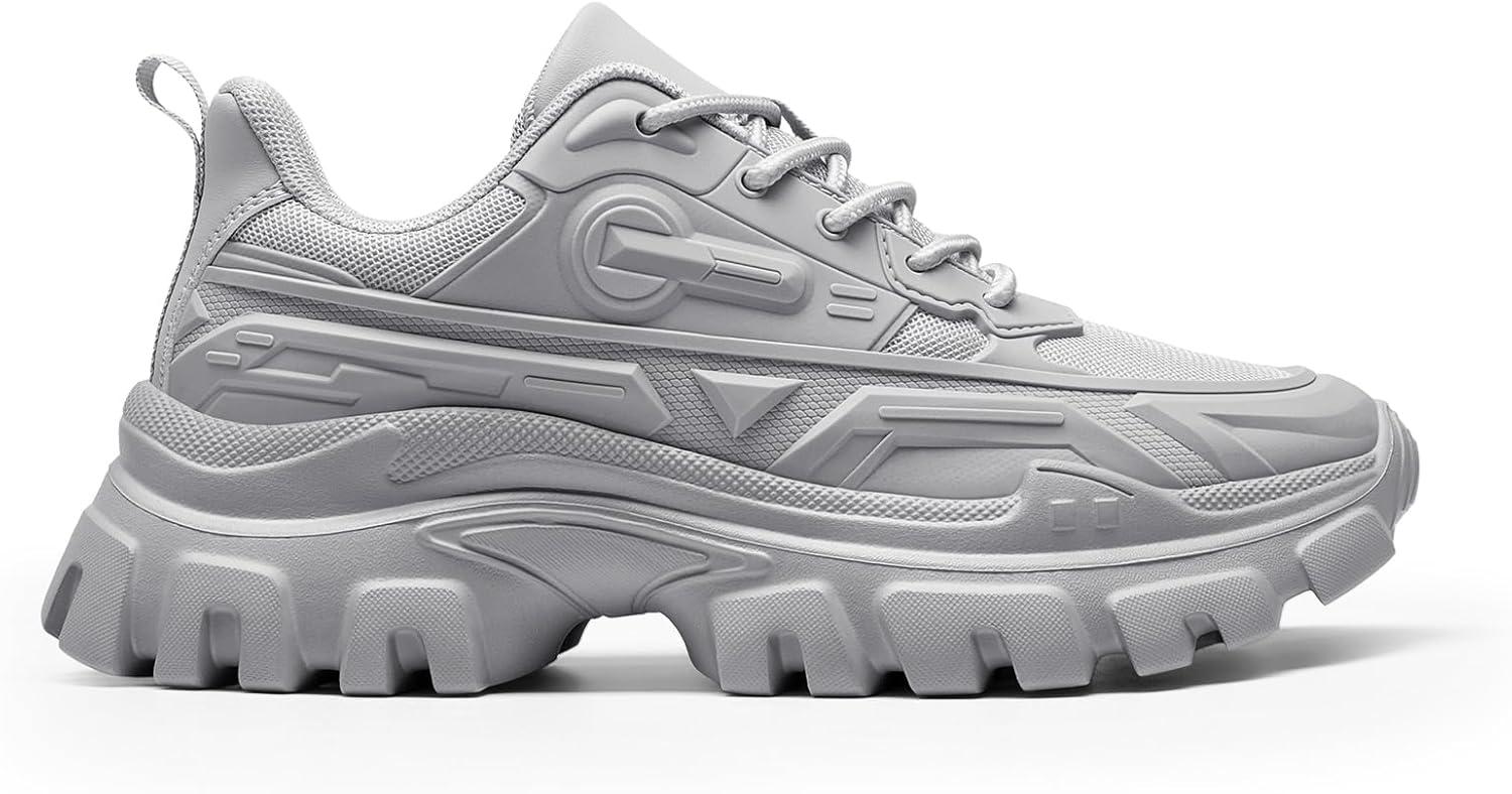 imageDREAM PAIRS Women Chunky Fashion Sneakers Platform Bold LaceUp Comfortable SneakersGreybold