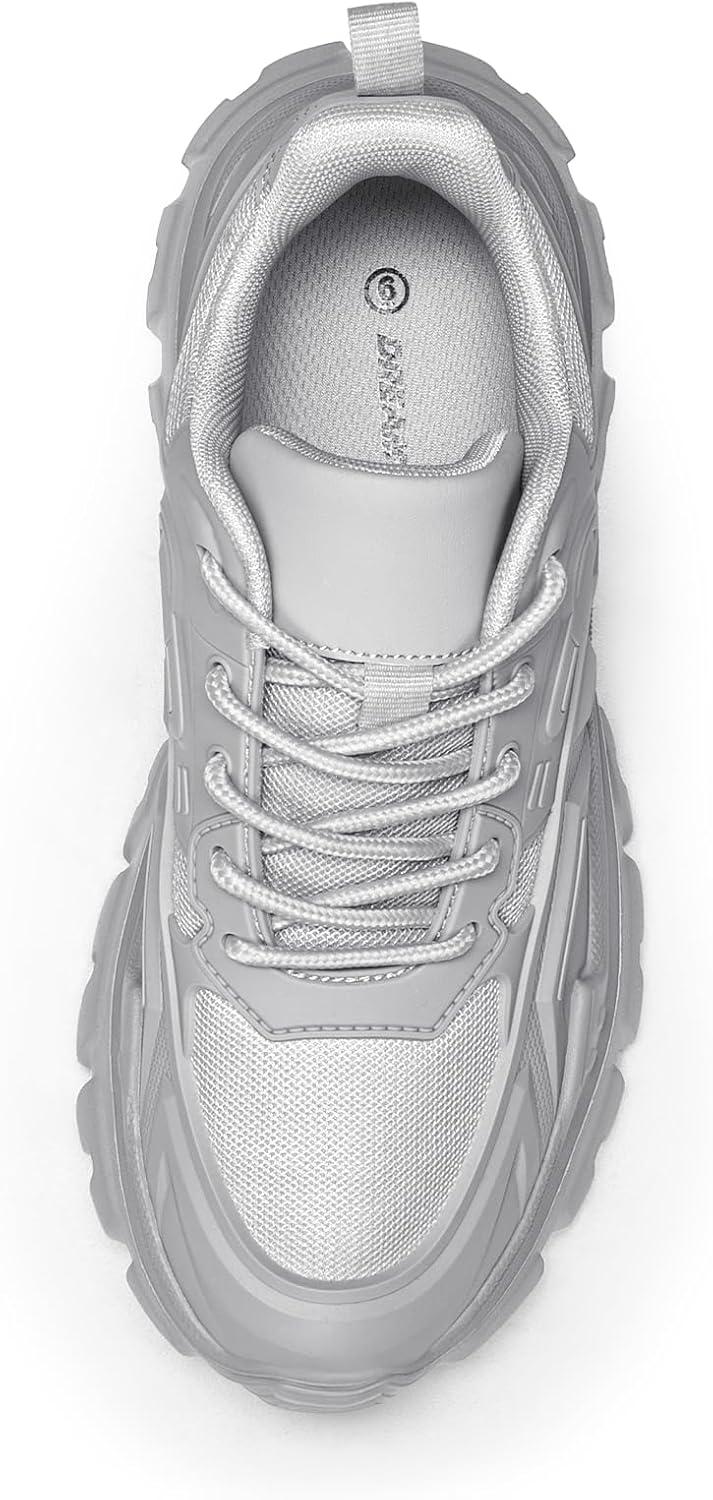 imageDREAM PAIRS Women Chunky Fashion Sneakers Platform Bold LaceUp Comfortable SneakersGreybold