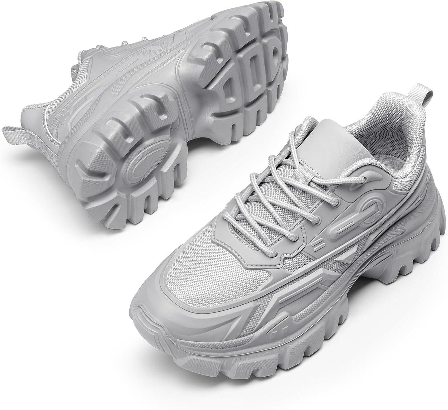 imageDREAM PAIRS Women Chunky Fashion Sneakers Platform Bold LaceUp Comfortable SneakersGreybold