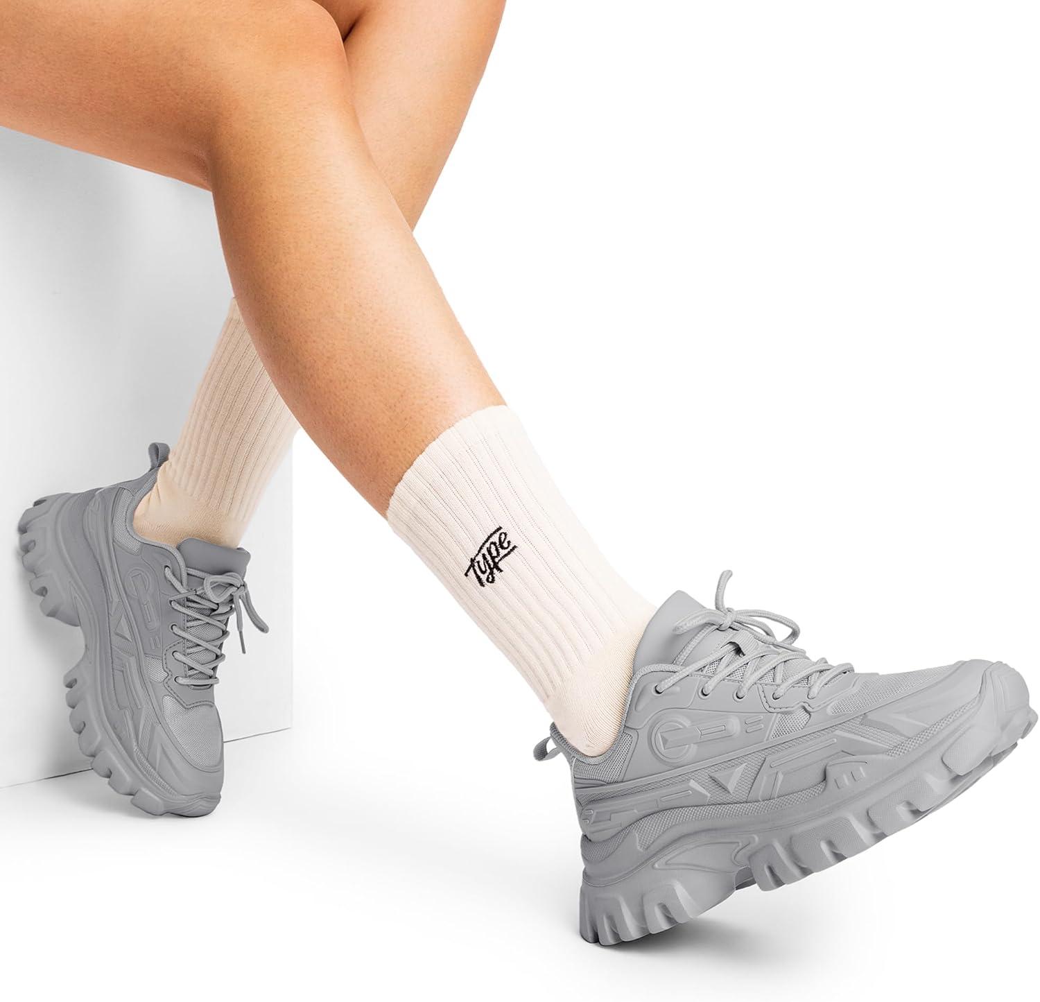 imageDREAM PAIRS Women Chunky Fashion Sneakers Platform Bold LaceUp Comfortable SneakersGreybold