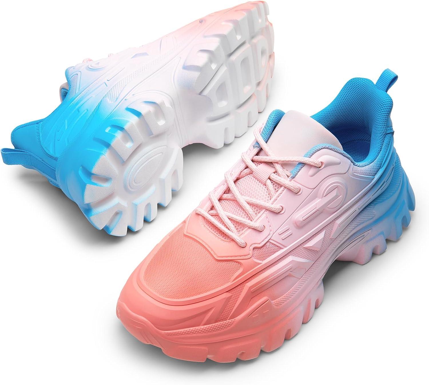 imageDREAM PAIRS Women Chunky Fashion Sneakers Platform Bold LaceUp Comfortable SneakersRainbowbold