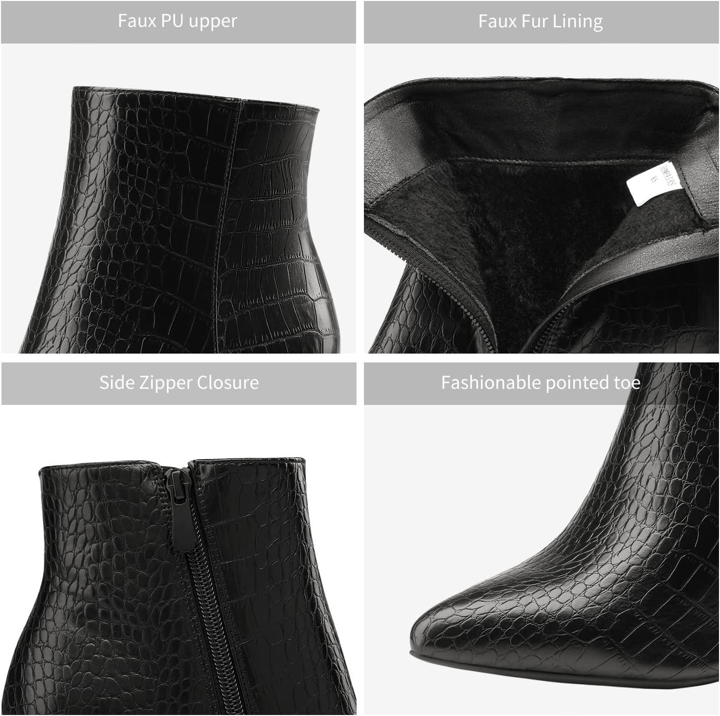 imageDREAM PAIRS Womens Chunky Heel Ankle Booties Pointed Toe Short BootsBlackStonePu