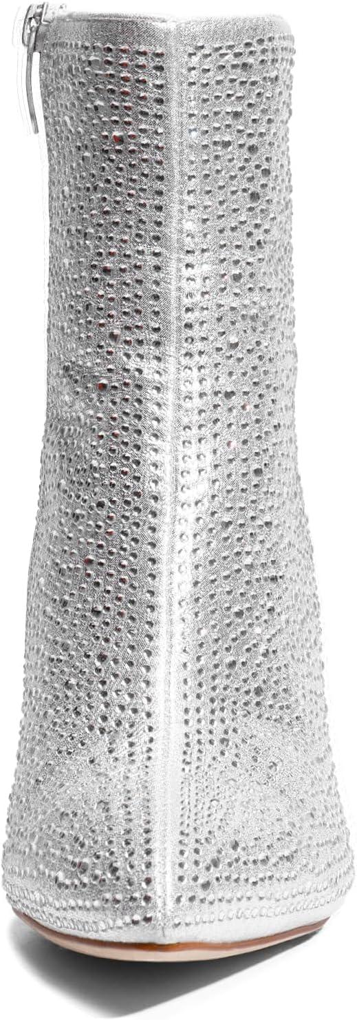 imageDREAM PAIRS Womens Chunky Heel Ankle Booties Pointed Toe Short BootsRhinestone