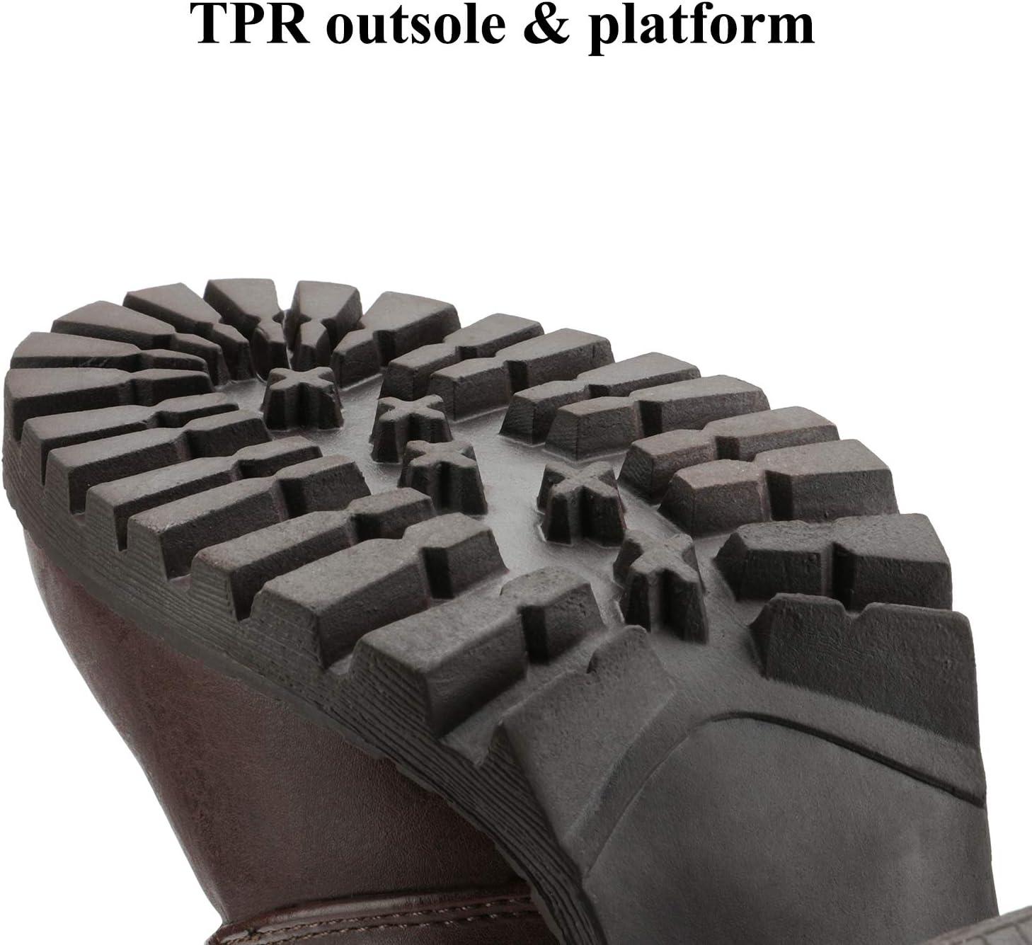 imageDREAM PAIRS Womens Combat Ankle Boots Chunky Heel Lace up Fashion Heeled BootiesBrown