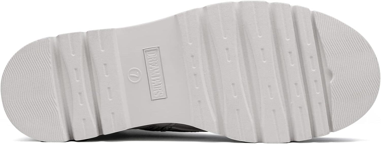 imageDREAM PAIRS Womens Combat Platform Boots Lace Up Lug Sole Buckle Ankle Booties ShoesWhite