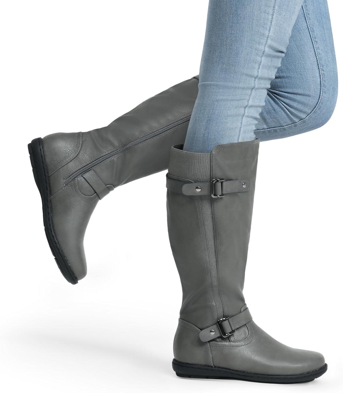 imageDREAM PAIRS Womens Faux FurLined Knee High Winter Boots Fall Tall BootsGrey
