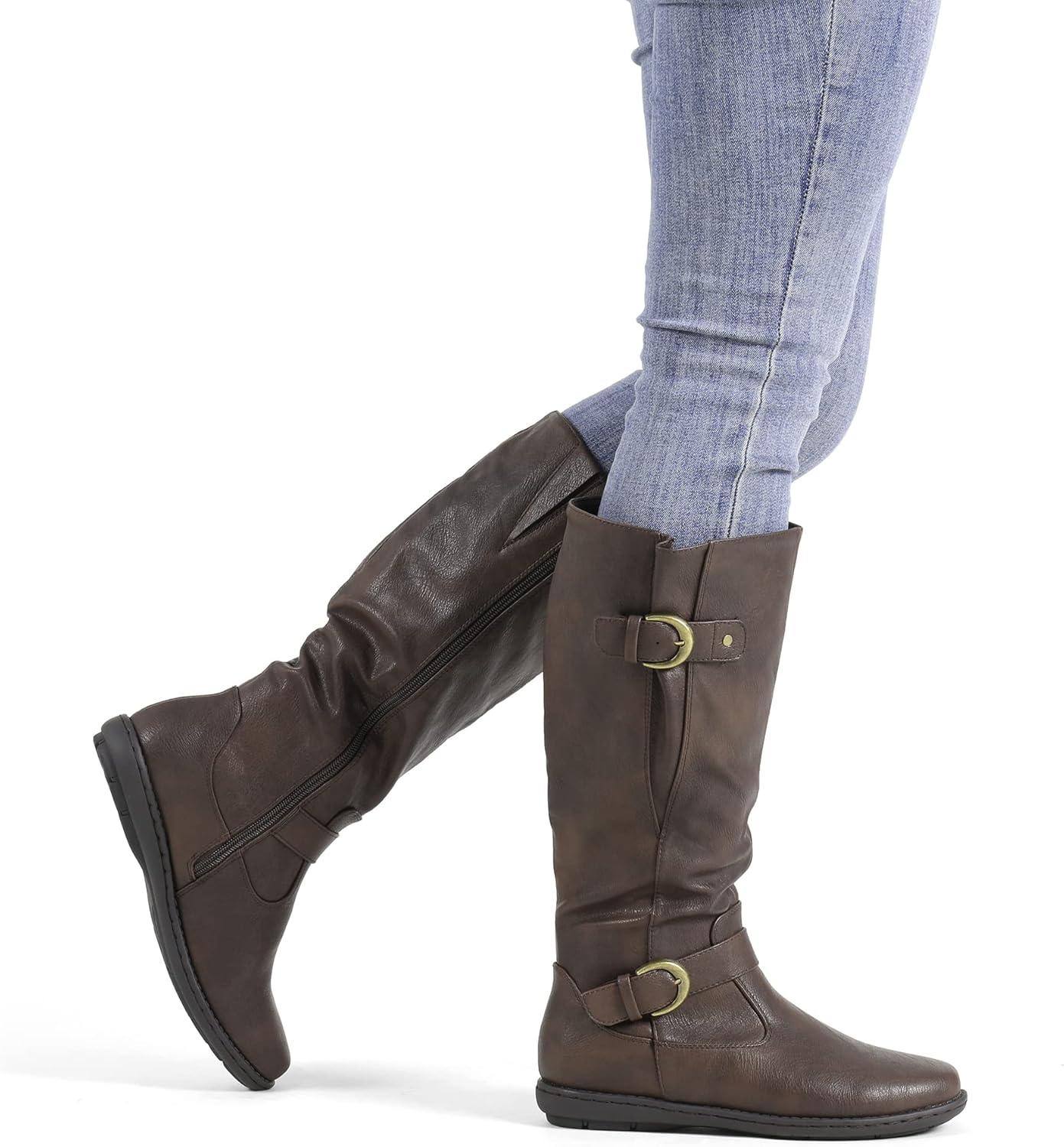 imageDREAM PAIRS Womens Faux FurLined Knee High Winter Boots Fall Tall BootsSummitbrown