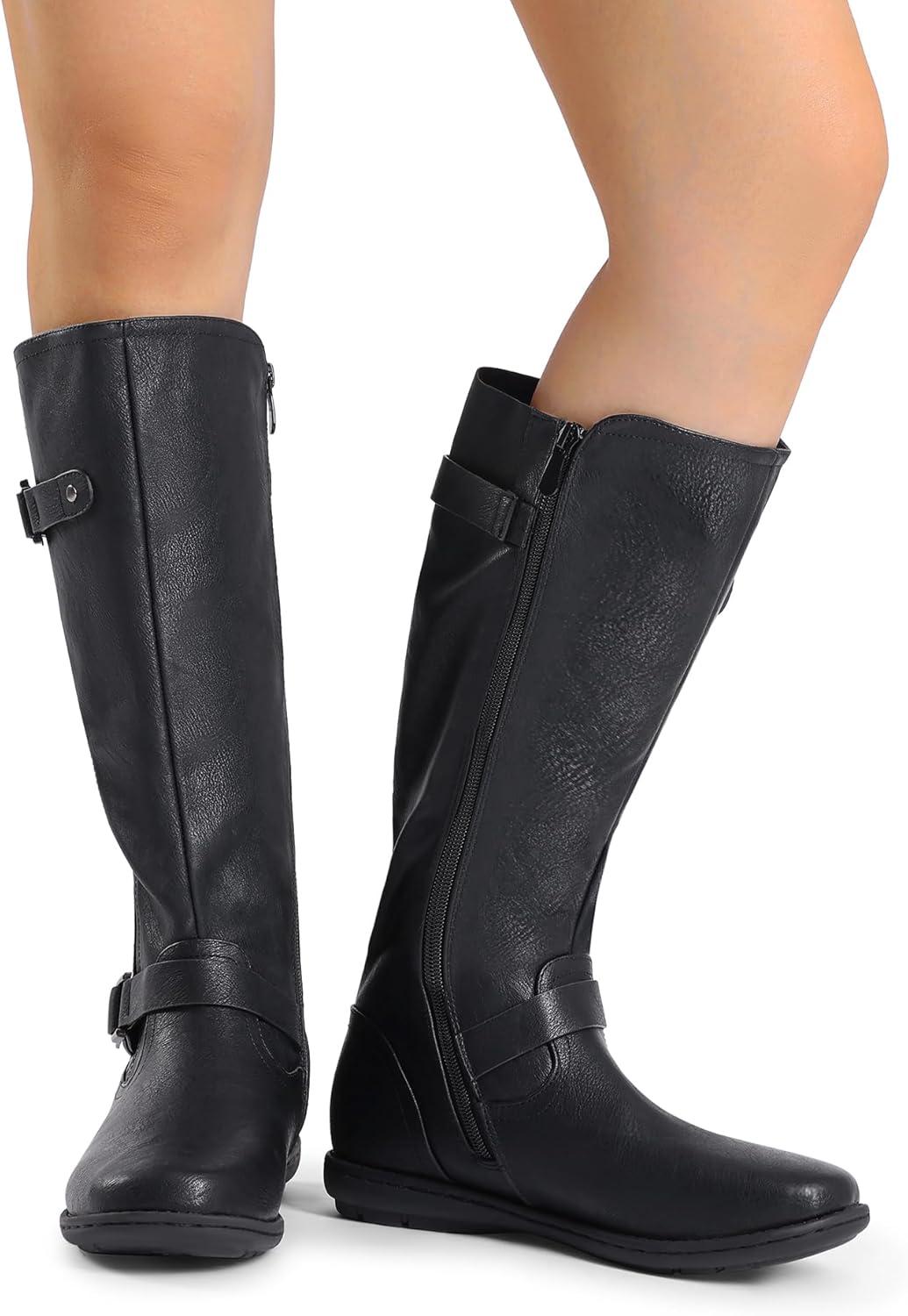 imageDREAM PAIRS Womens Faux FurLined Knee High Winter Boots Fall Tall BootsTraceblack