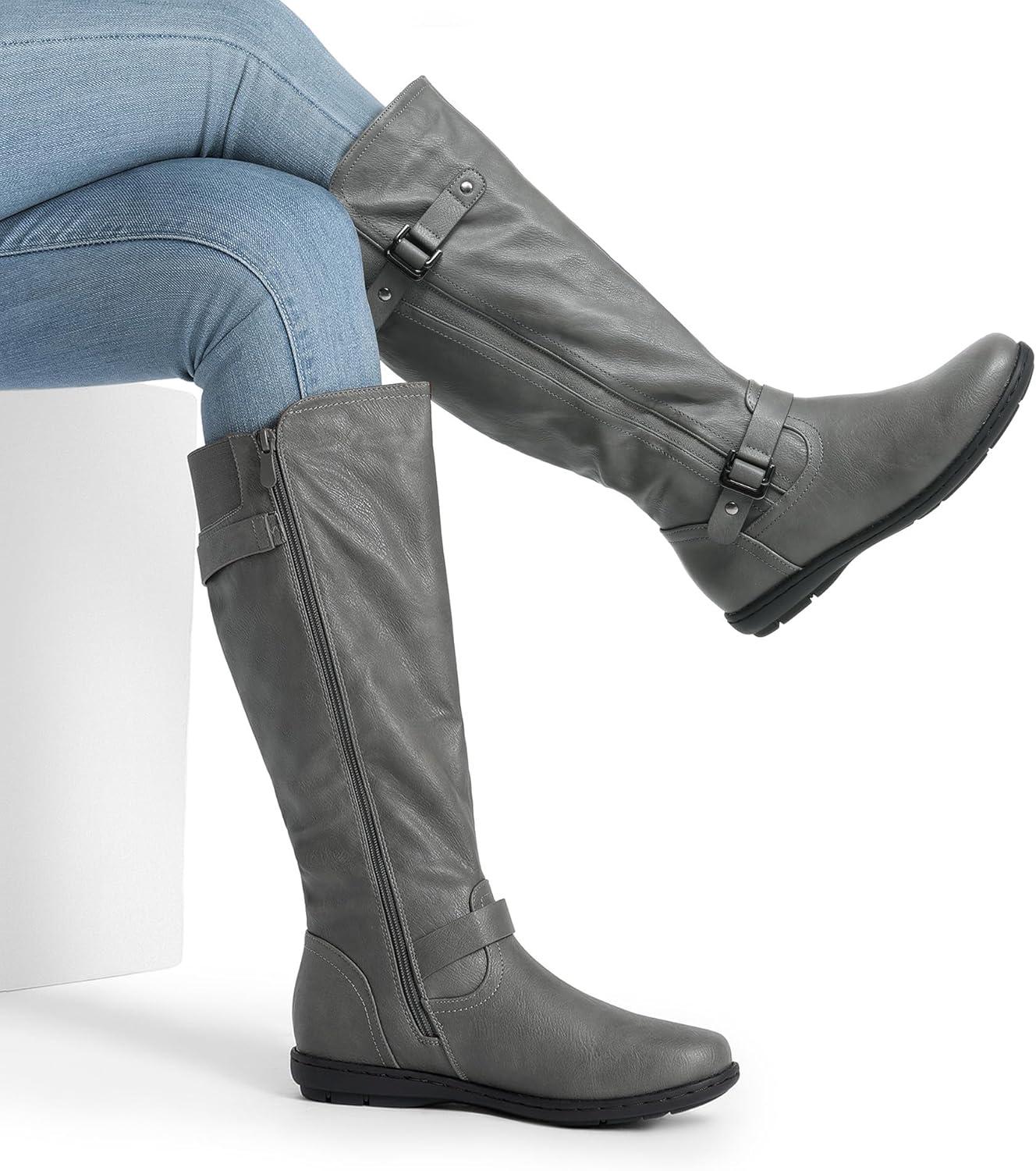 imageDREAM PAIRS Womens Faux FurLined Knee High Winter Boots Fall Tall BootsTracewidecalfgrey