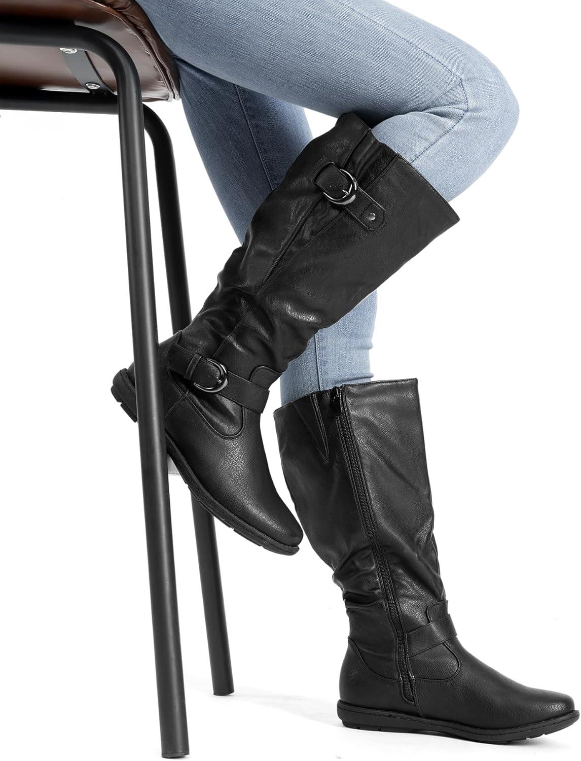 imageDREAM PAIRS Womens Faux FurLined Knee High Winter Boots Fall Tall BootsWideCalfBlack