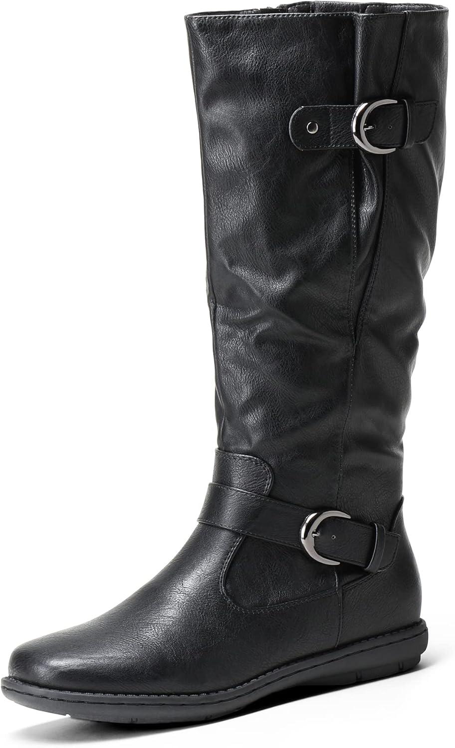 imageDREAM PAIRS Womens Faux FurLined Knee High Winter Boots Fall Tall BootsWideCalfBlack