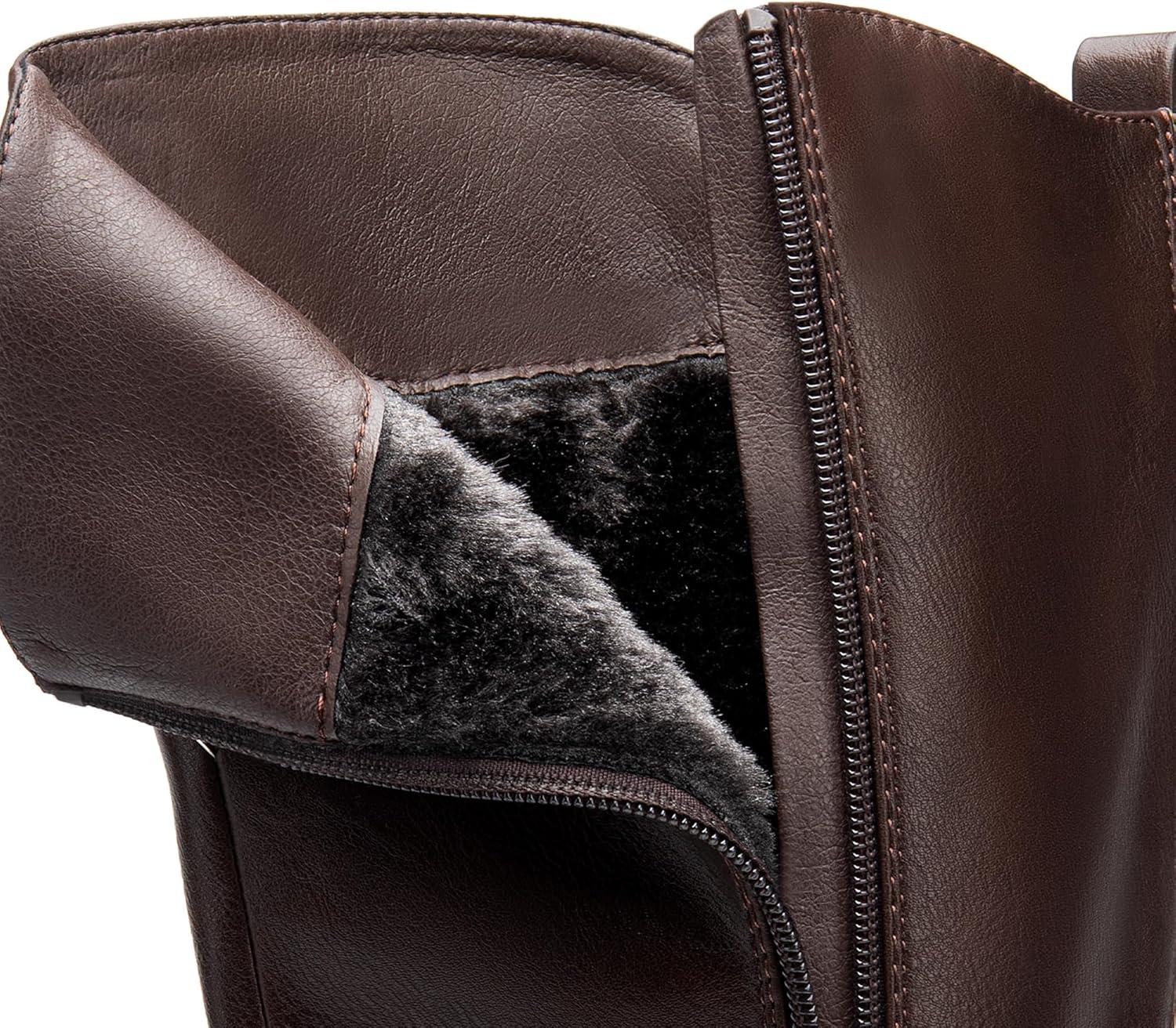 imageDREAM PAIRS Womens Knee High Boots Buckle Riding BootsBrown