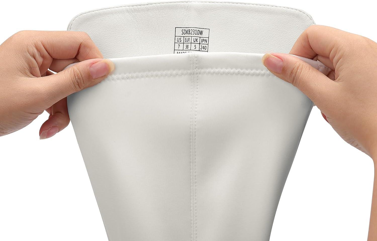 imageDREAM PAIRS Womens Knee High Boots Comfortable Platform Round Toe Stretch Boots for WomenWhite